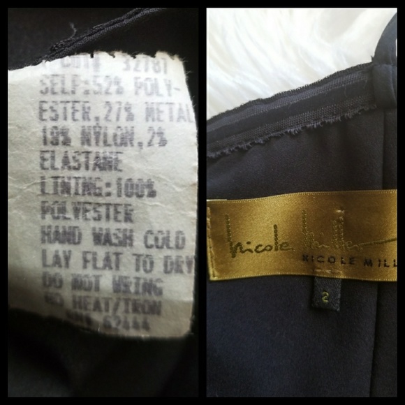 NICOLE MILLER METALLIC RUFFLE HEM STRAPLESS DRESS - Picture 7 of 8